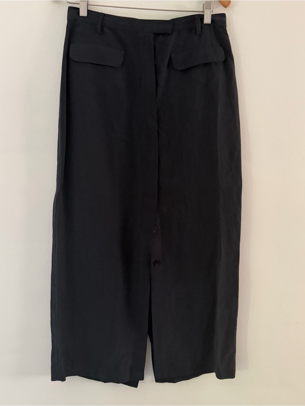RedGreen Linen Maxi Skirt Button Front Black Size Minimalist Capsule Scandigirl